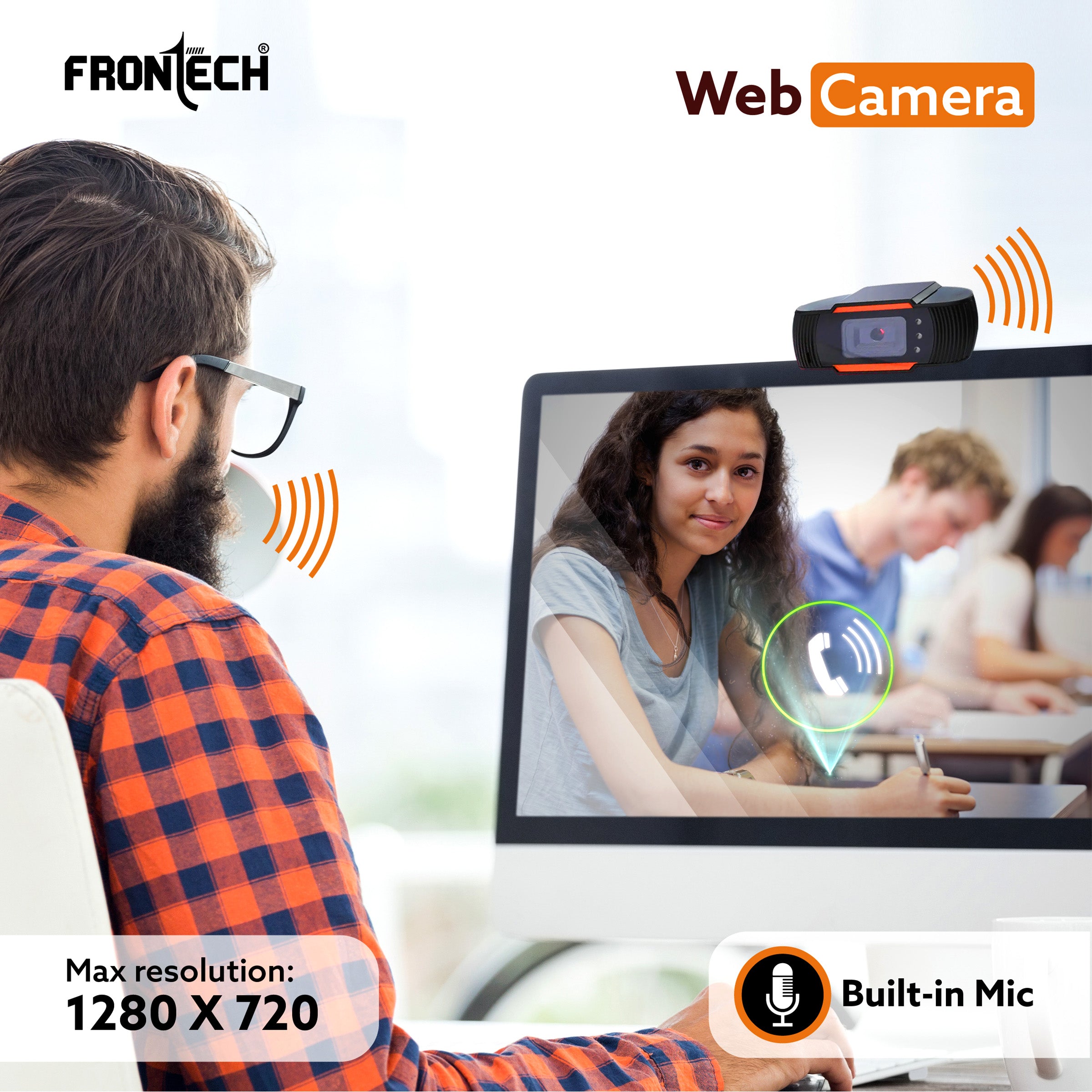 Frontech HD 720p, Driverless DSP Chip, 4X Digital Zoom - Crystal Clear Video Calls CMOS Sensor (2255) Frontech HD 720p, Driverless DSP Chip, 4X Digital Zoom - Crystal Clear Video Calls CMOS Sensor (2255)